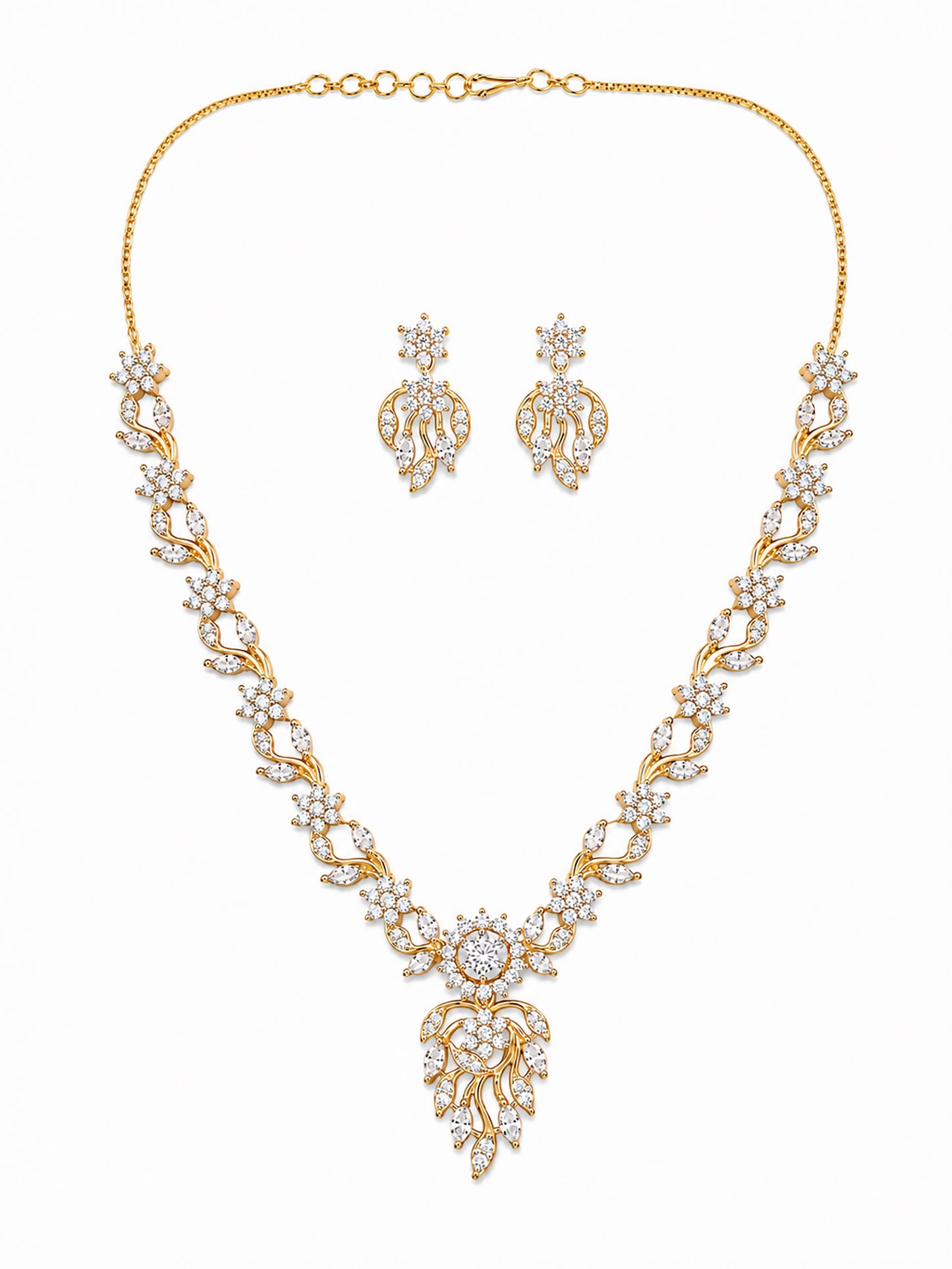 Gold Plated AD Floral Jewellery Set for Women