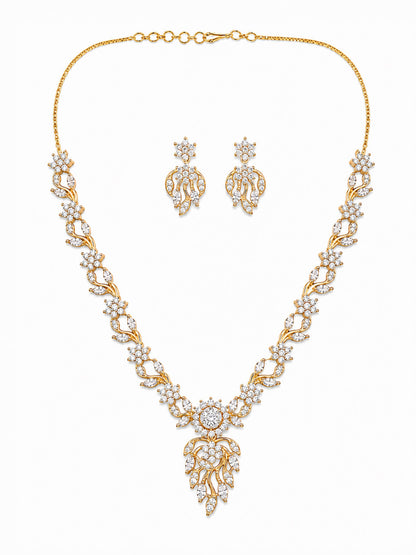 Gold Plated AD Floral Jewellery Set for Women