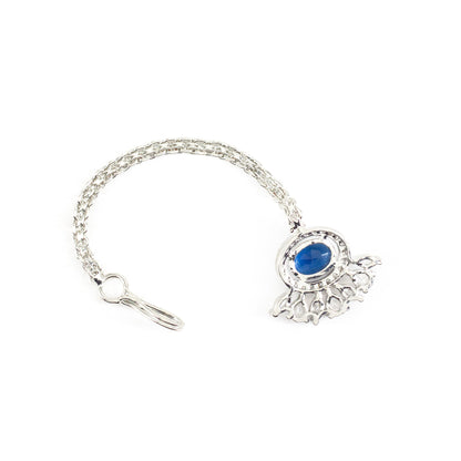 Silver Plated Blue AD Maang Tikka for Women