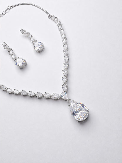 Silver Plated AD Jewellery Set for Women