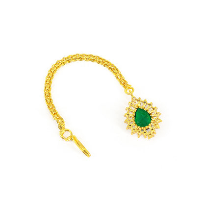 Gold Plated Green AD Maang Tikka for Women