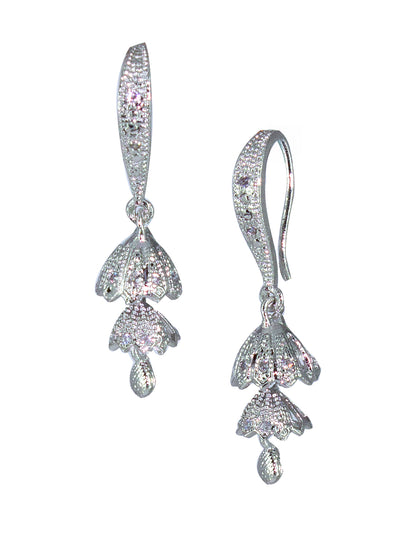 Silver Plated American Diamond Small Double Jhumki Earrings