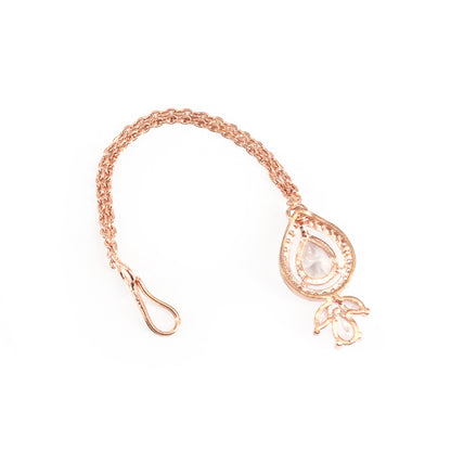 Rose Gold Plated Teardrop Maang Tikka for Women
