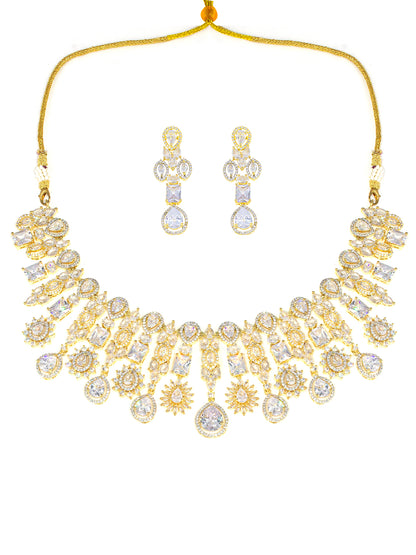 Gold Plated AD Semi-Bridal Jewellery Set For Women