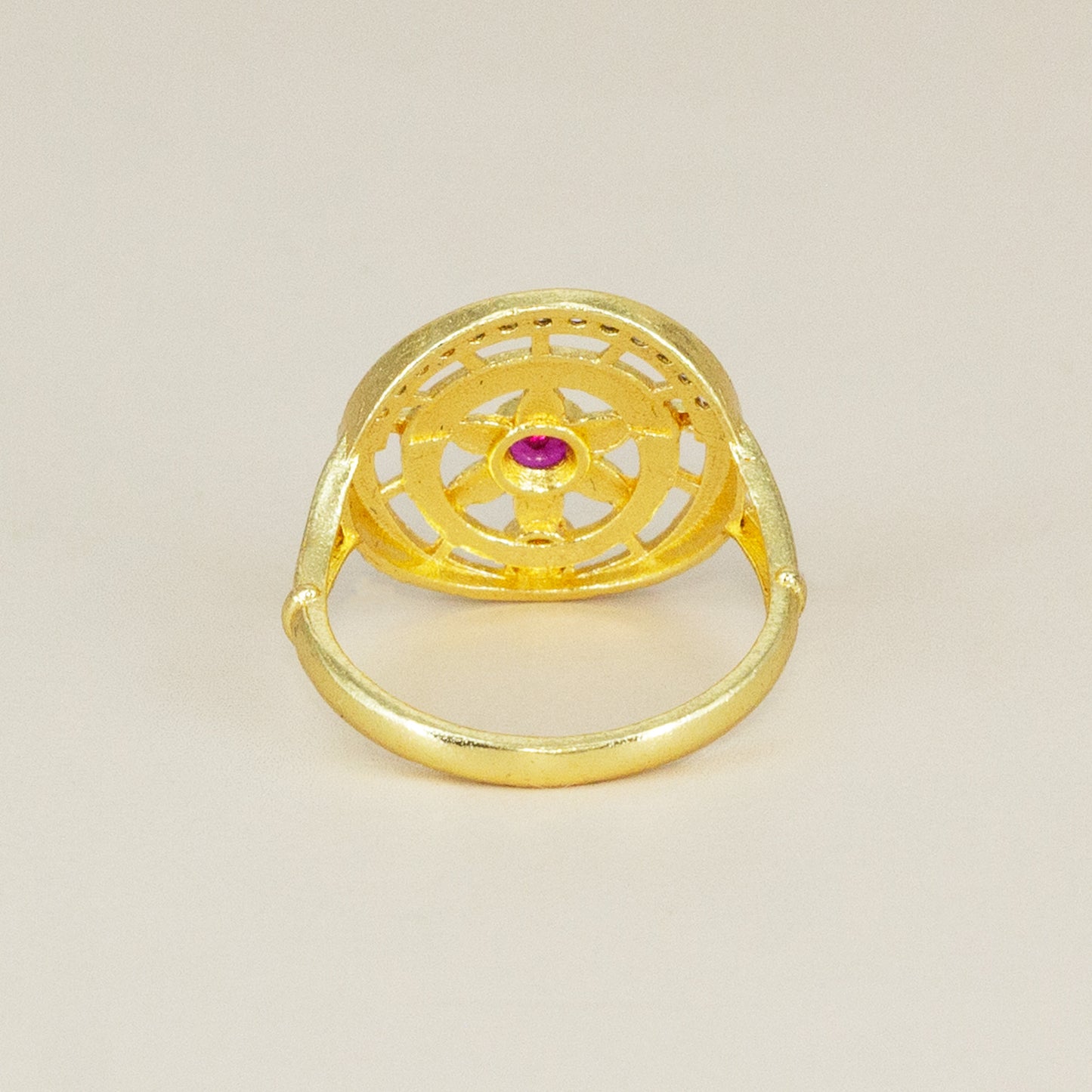 Gold Plated Anti Tarnish Red AD Finger Ring for Women