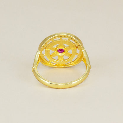 Gold Plated Anti Tarnish Red AD Finger Ring for Women