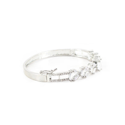 Silver Plated White AD Bangle Bracelet for Women