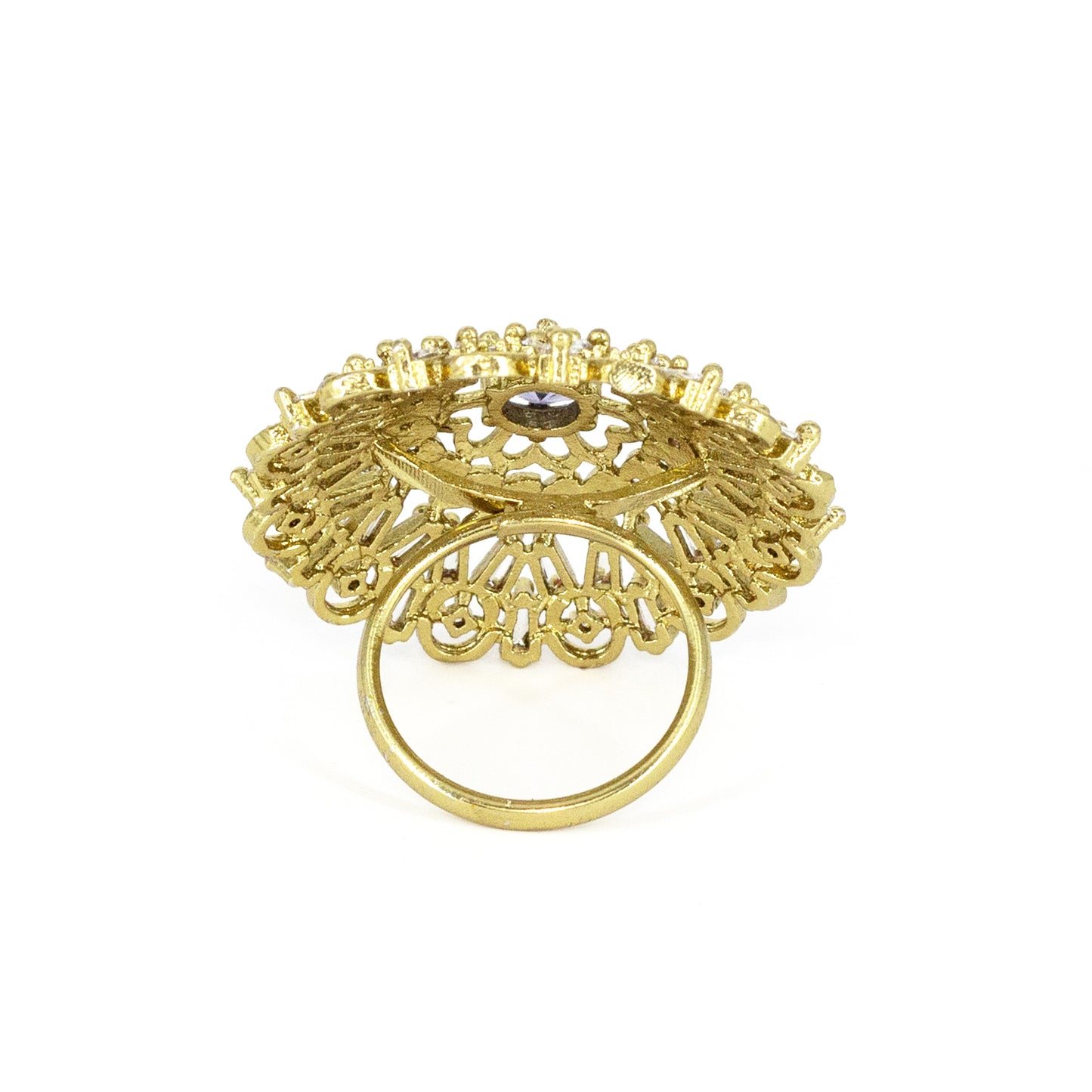 Gold Plated Purple AD Finger Ring for Women