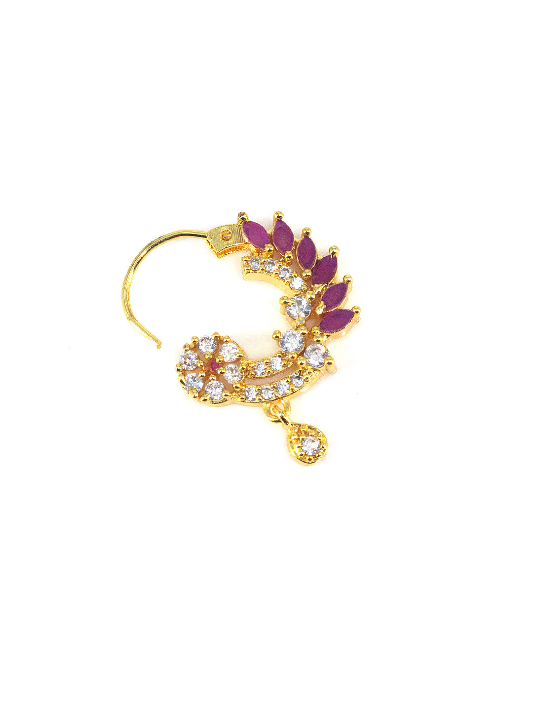 Gold Plated American Dimaond Drop Nose Ring