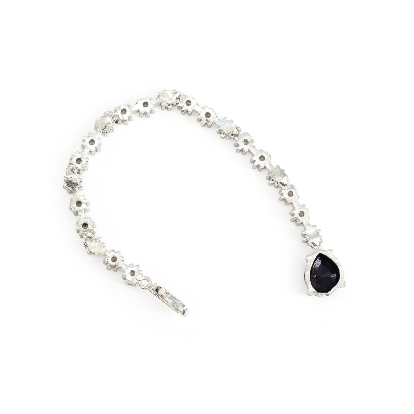 Silver Plated Black AD Teardrop Maang Tikka for Women