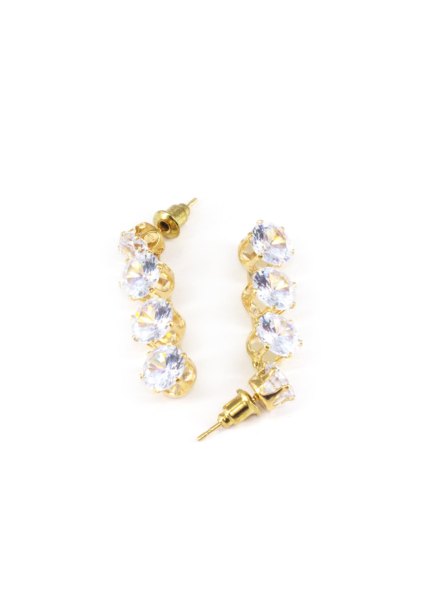 Gold Plated Round White AD Drop Earrings for Women