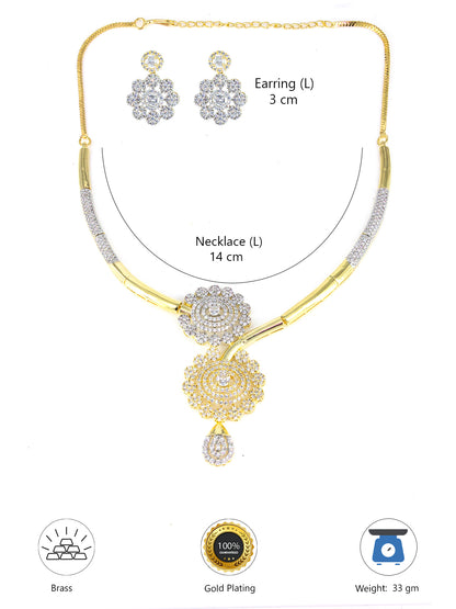 Gold Plated AD Minimal Designer Jewellery Set For Women
