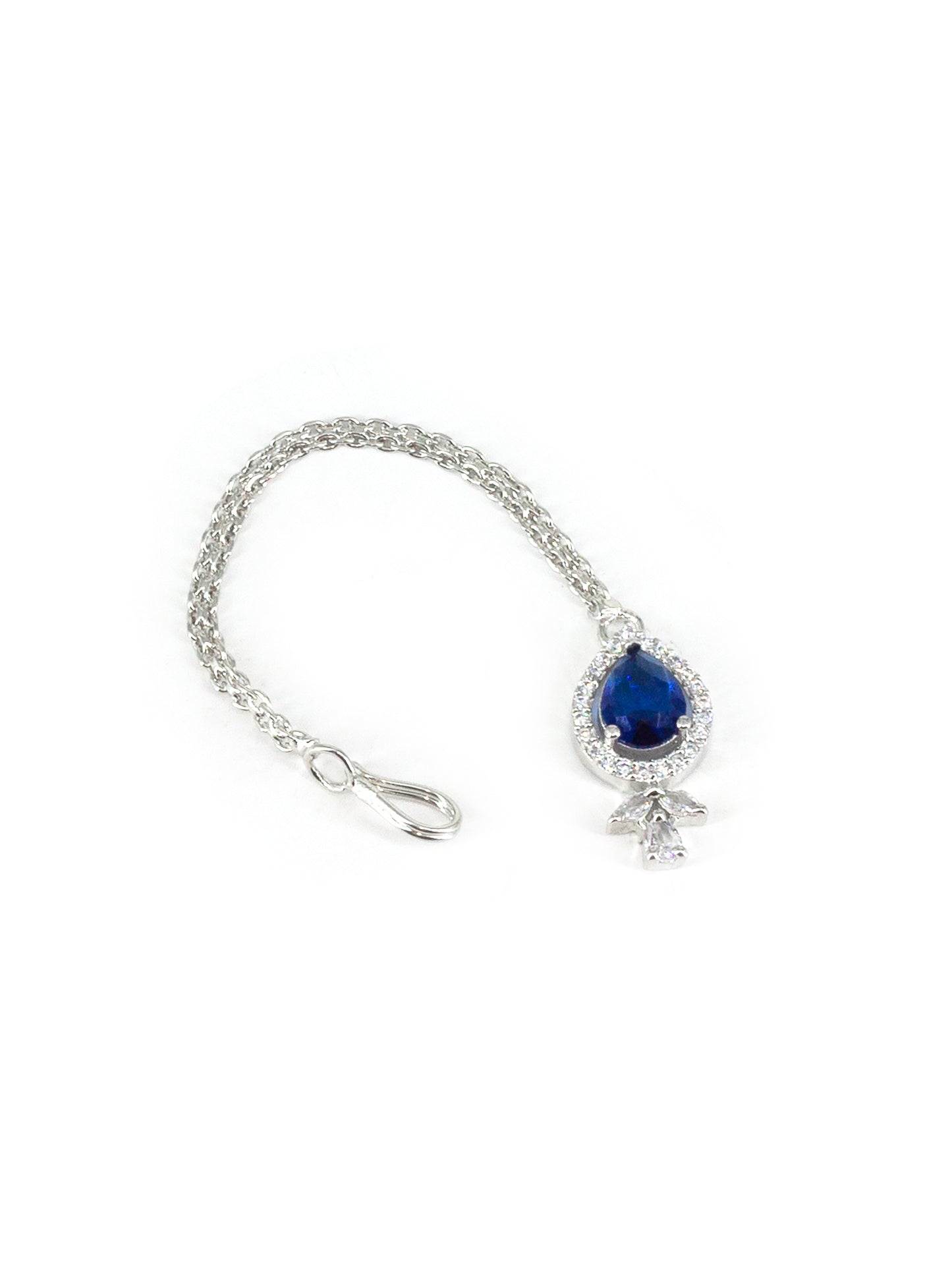 Silver Plated Blue American Diamond Maang Tikka for Women