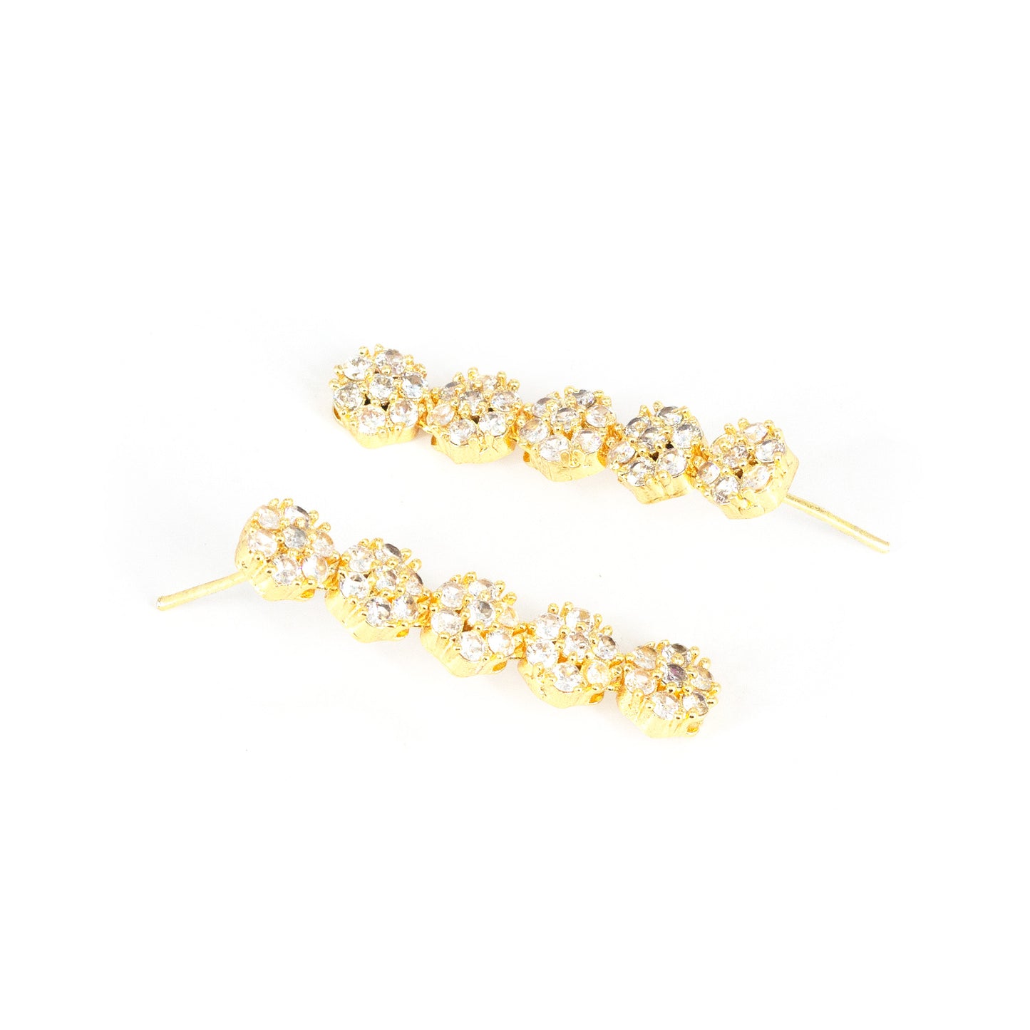 Gold Plated AD Floral Drop Earrings for Women