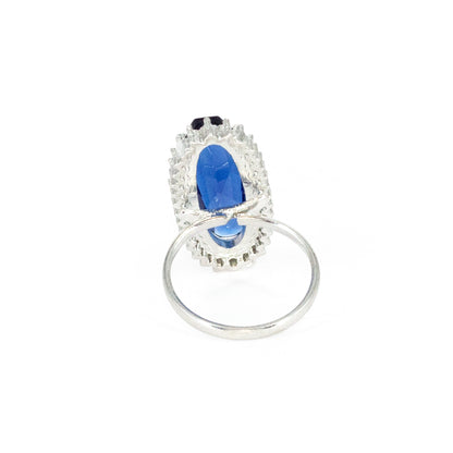 Silver Plated Blue AD Finger Ring for Women