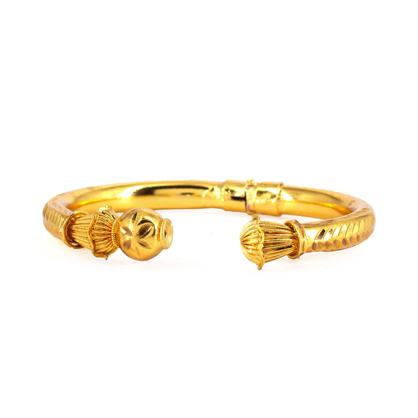 Gold Plated Bold Openable Temple Bangle Bracelet for Women
