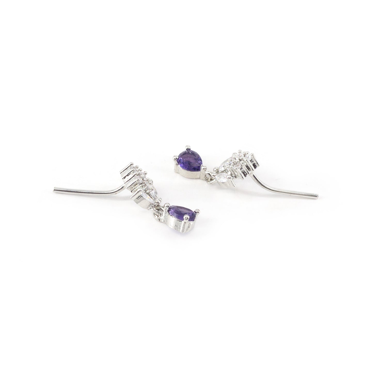 Silver Plated Purple Drop Earrings for Women