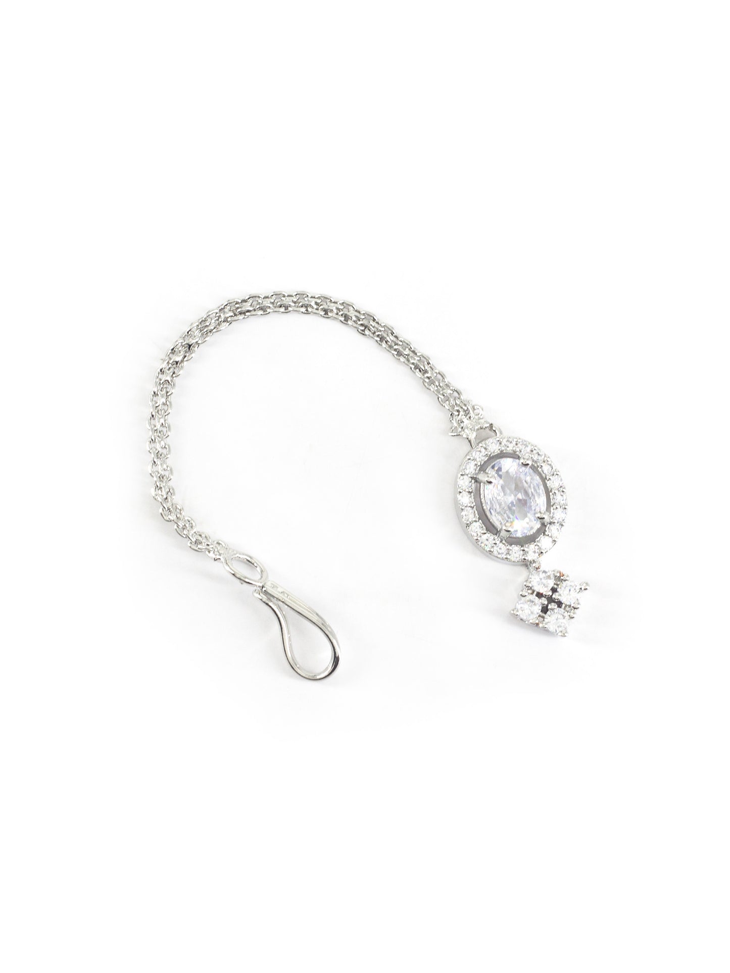 Silver Plated AD Maang Tikka for Women
