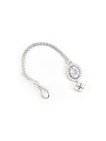 Silver Plated AD Maang Tikka for Women