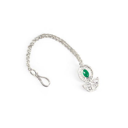 Silver Plated Green AD Maang Tikka for Women