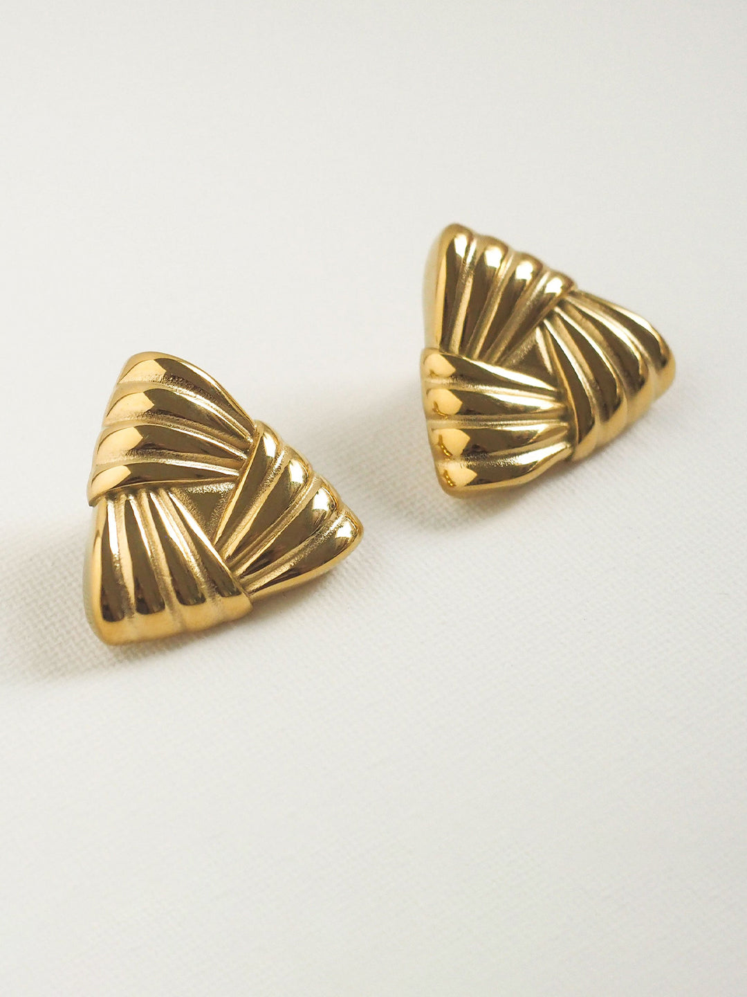 Stainless Steel Anti Tarnish Triangular Knot Stud Earrings