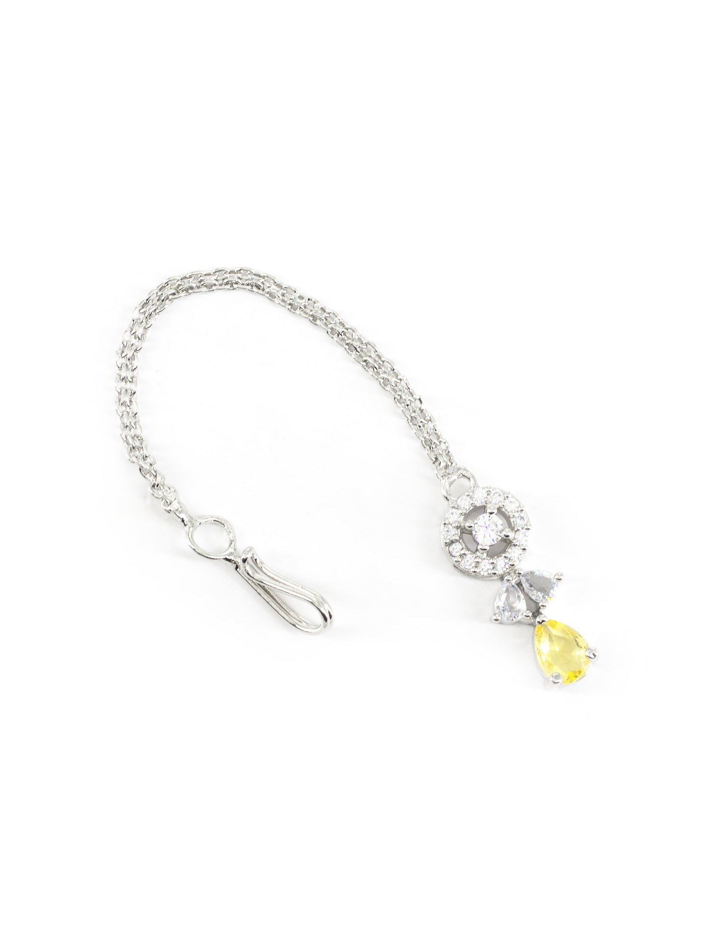 Silver Plated Yellow AD Maang Tikka for Women