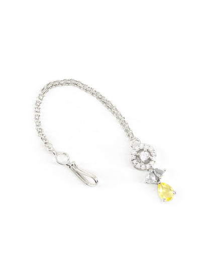 Silver Plated Yellow AD Maang Tikka for Women