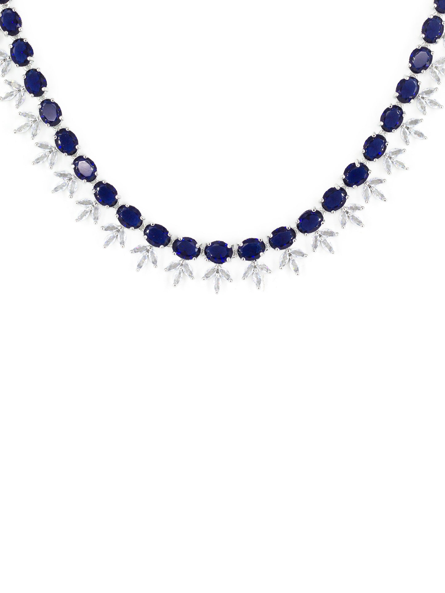 Rhodium Plated Blue AD Jewellery Set for Women