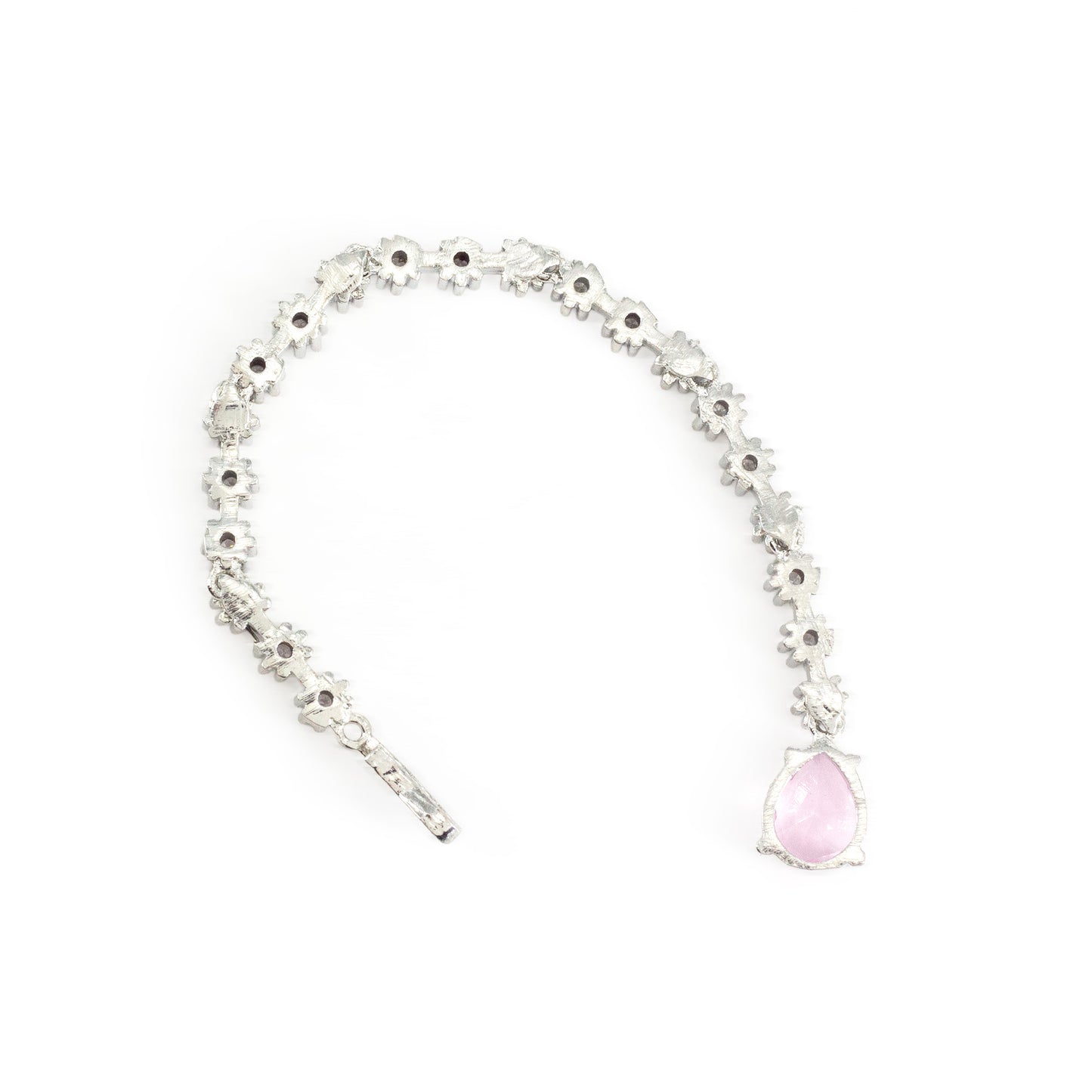 Silver Plated Pink AD Teardrop Maang Tikka for Women