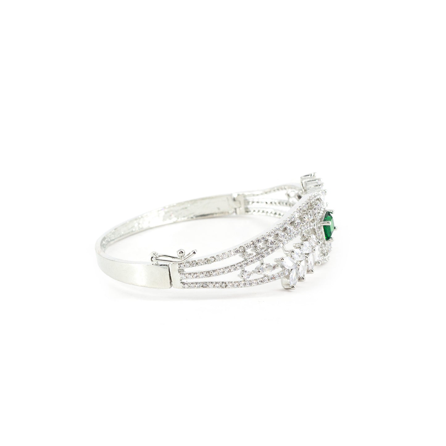 Silver Plated Green AD Bangle Bracelet for Women
