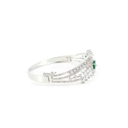 Silver Plated Green AD Bangle Bracelet for Women