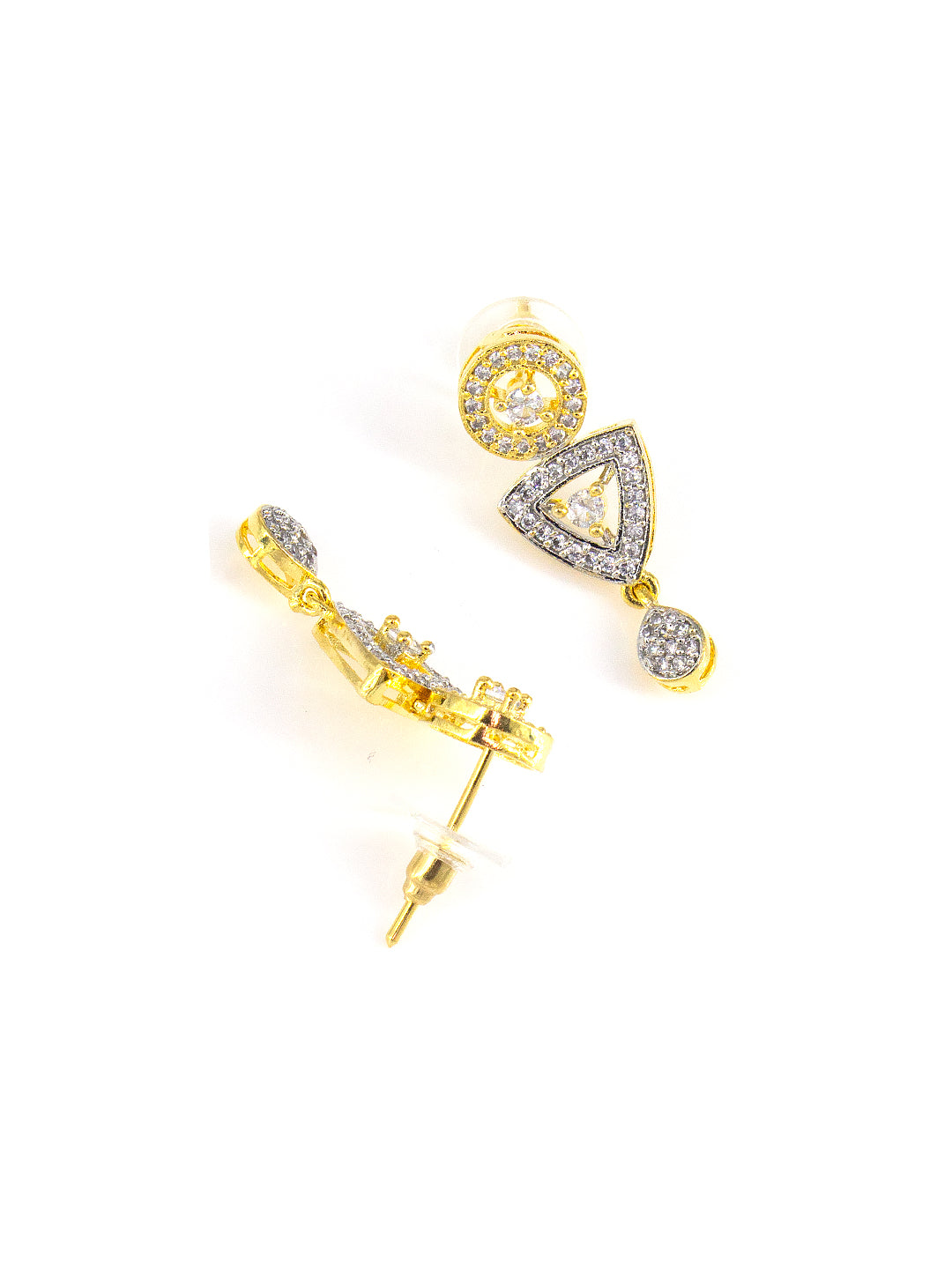 Gold Plated AD Drop Earrings For Women