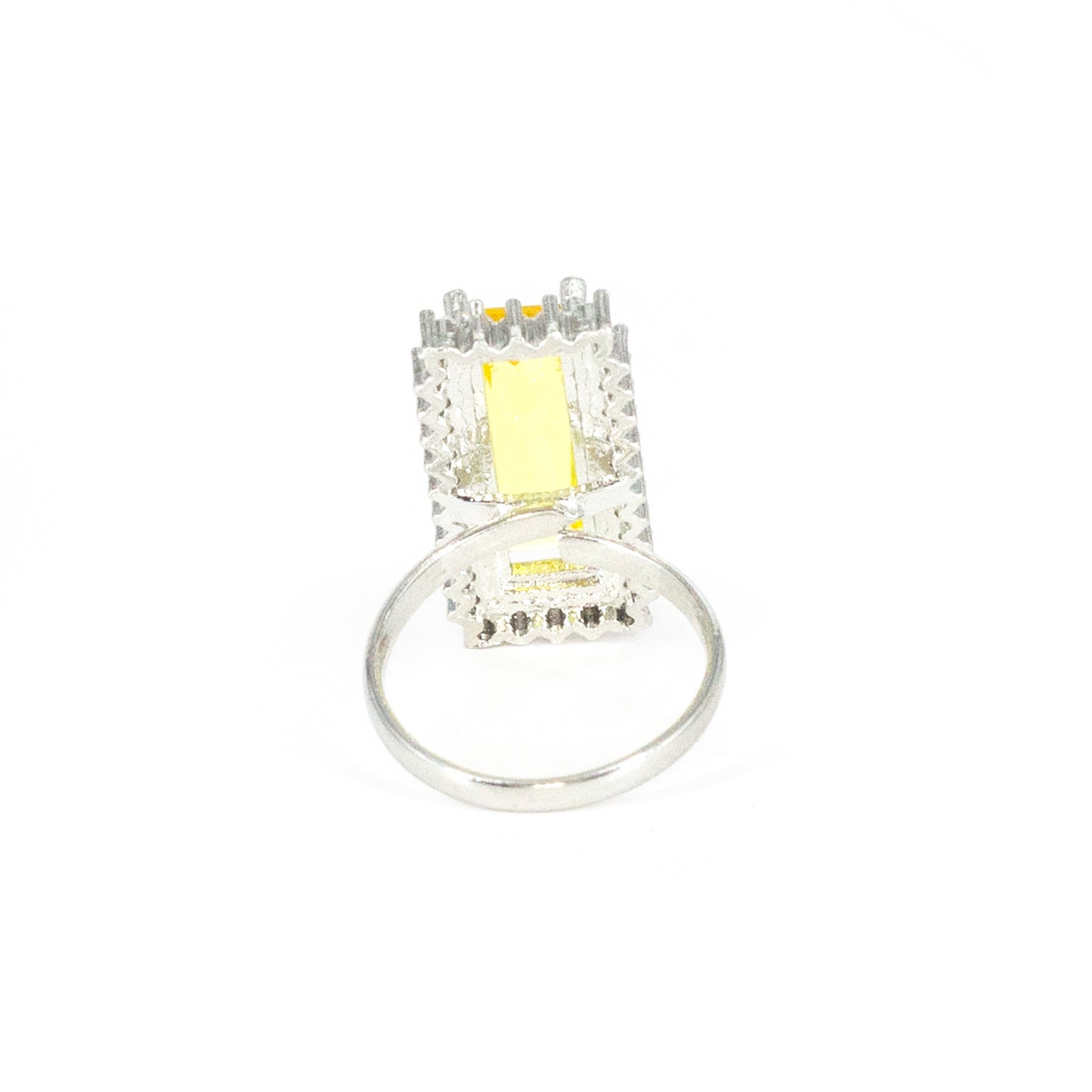 Silver Plated Yellow AD Finger Ring for Women