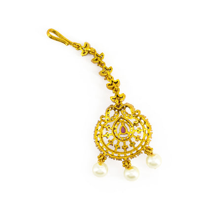 Gold Plated AD Ethnic Maang Tikka for Women