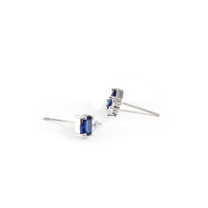 Rhodium Plated Blue AD Studs for Women