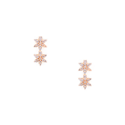 Rose Gold Plated American Diamond Floral Jewellery Set for Women