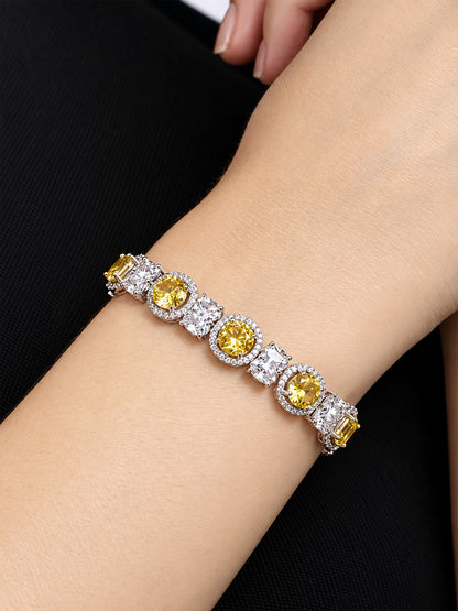 Silver Plated Yellow AD Adjustable Bracelet for Women
