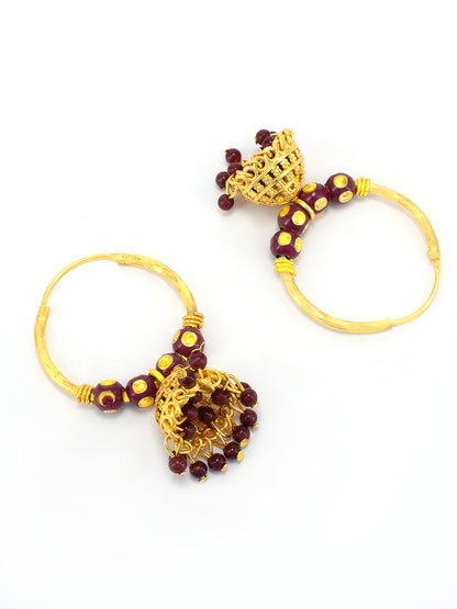 Circular Beaded Hoop Jhumka Earrings