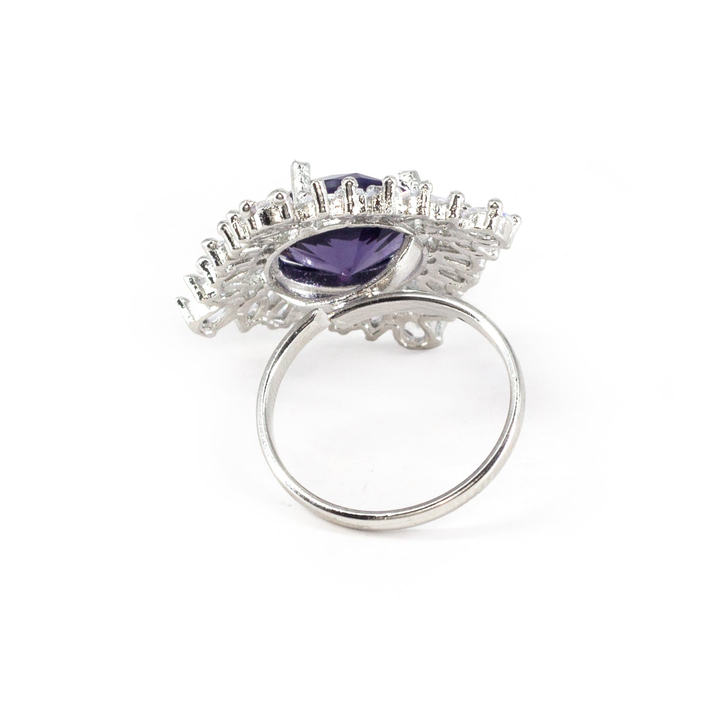 Silver Plated Purple AD Finger Ring for Women