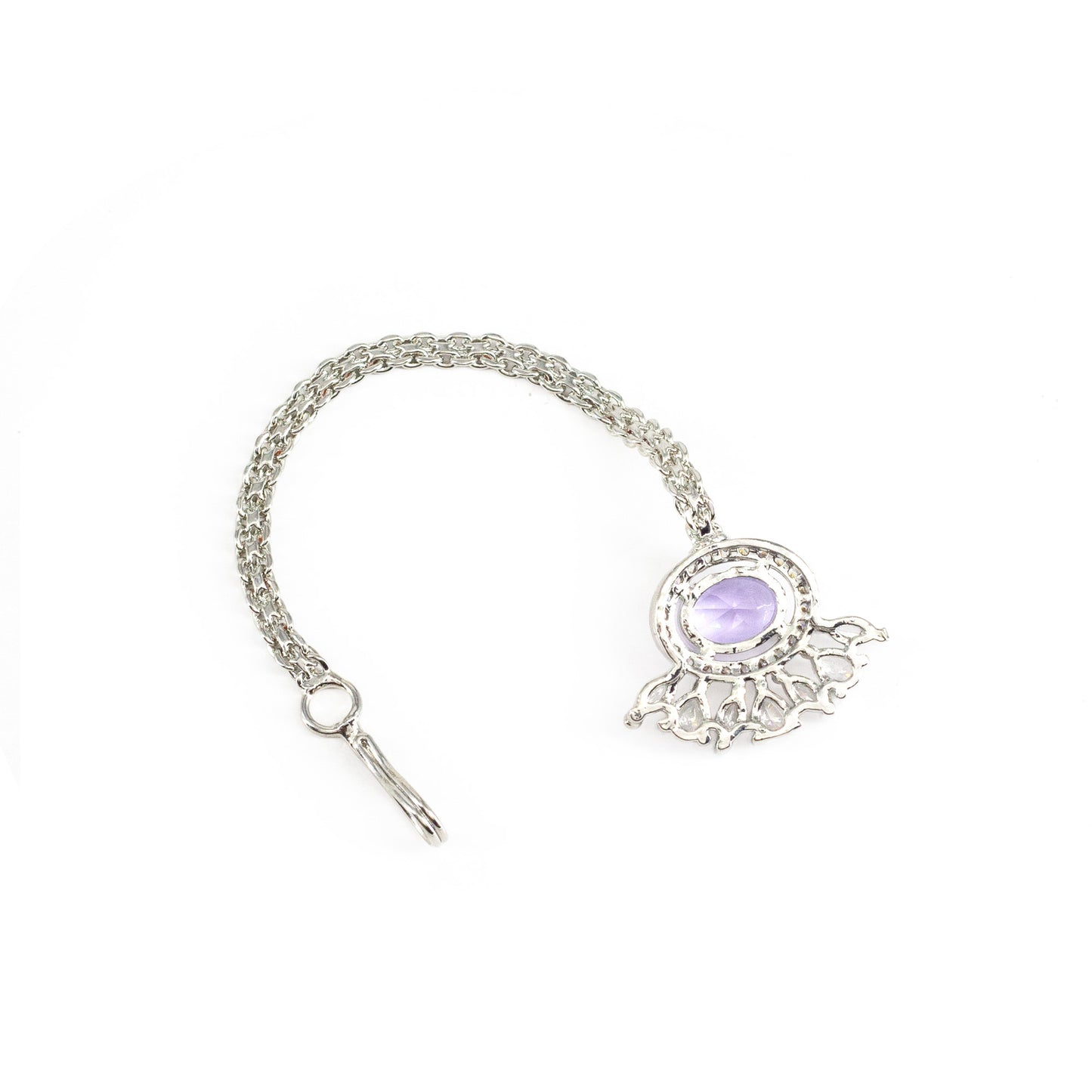 Silver Plated Purple AD Maang Tikka for Women