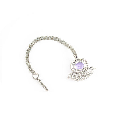 Silver Plated Purple AD Maang Tikka for Women