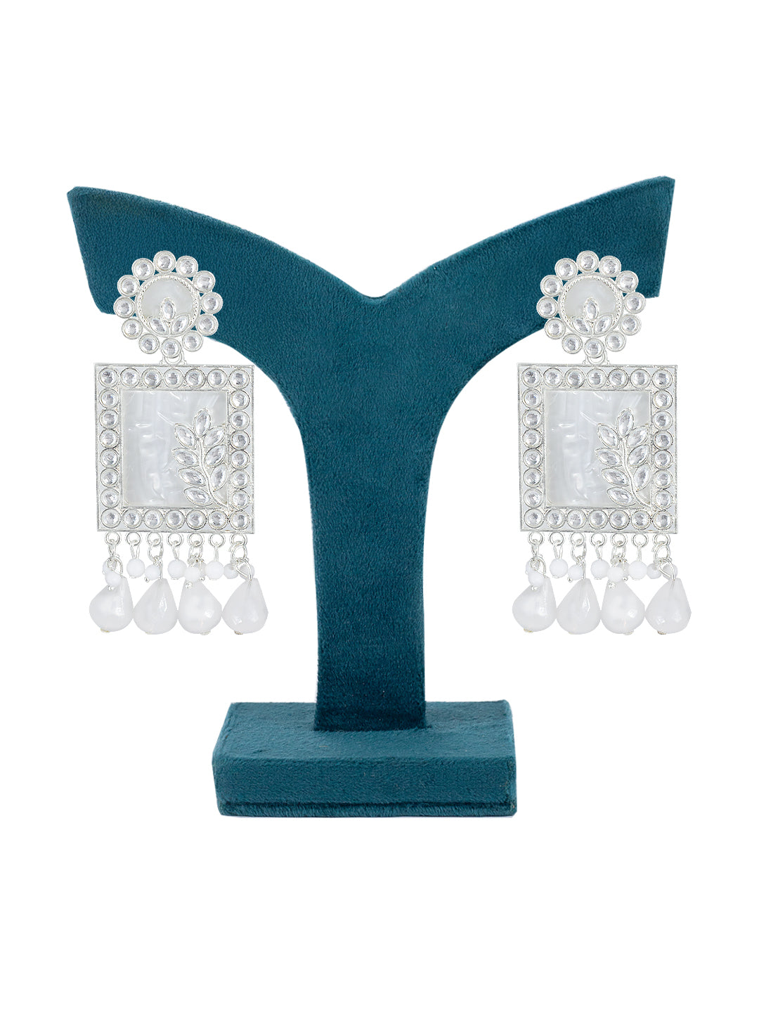 Floral Marble Finish Drop Earrings