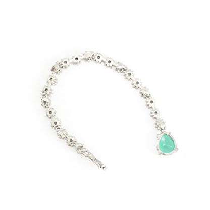 Silver Plated Green AD Teardrop Maang Tikka for Women