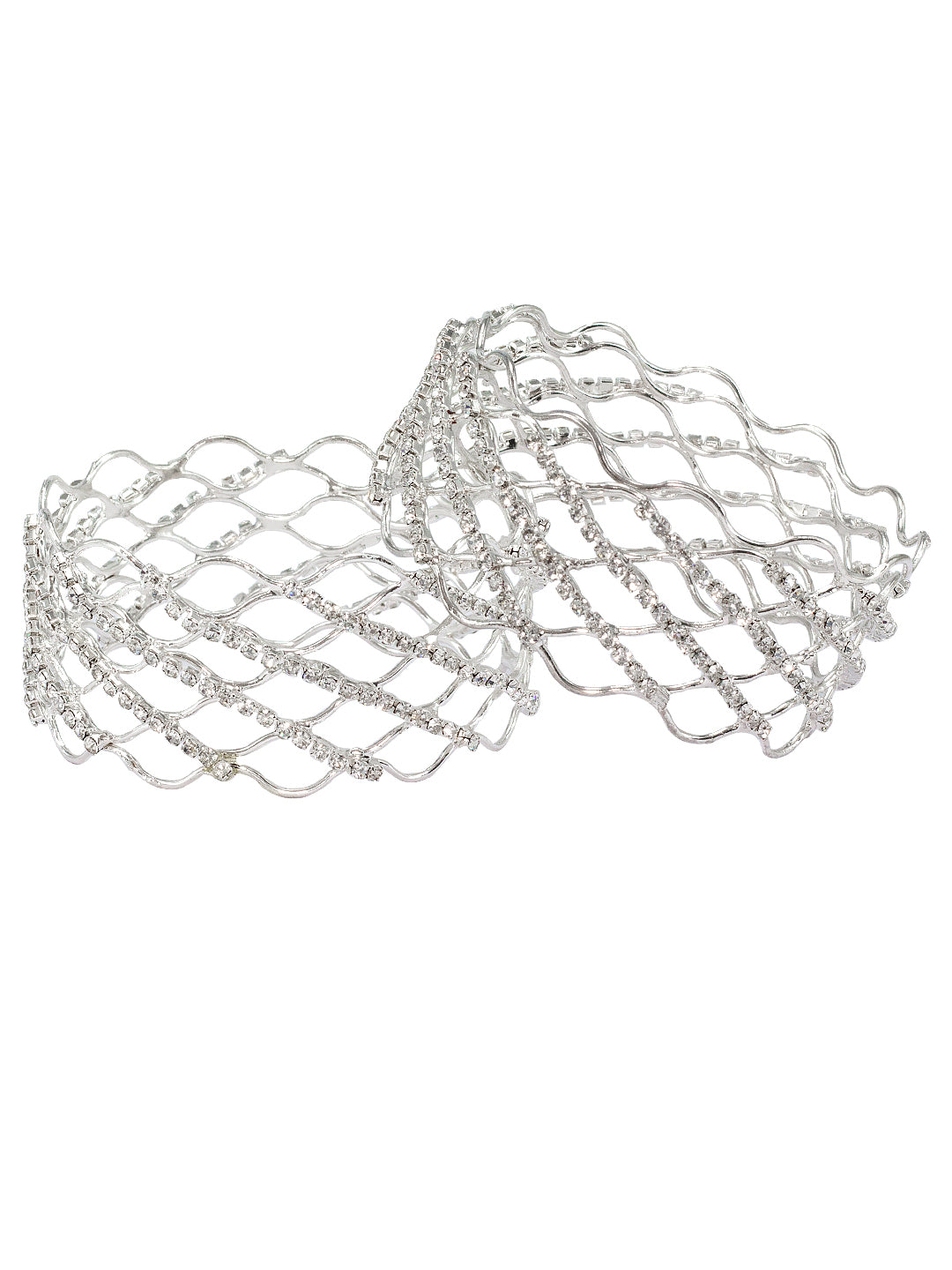 Pair of Silver-Plated Rhinestone studded Bangles