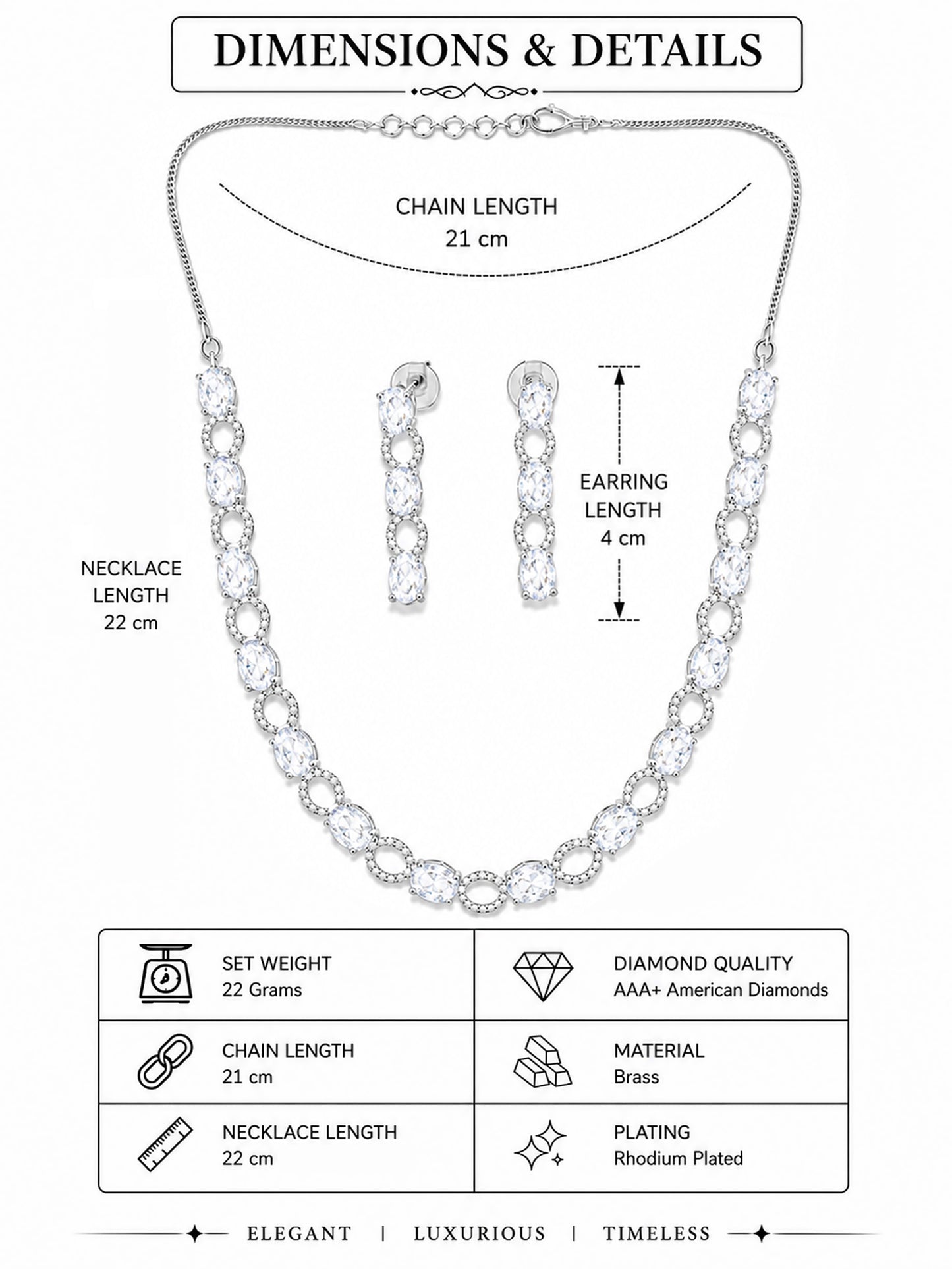 Silver Plated AD Choker Set for Women