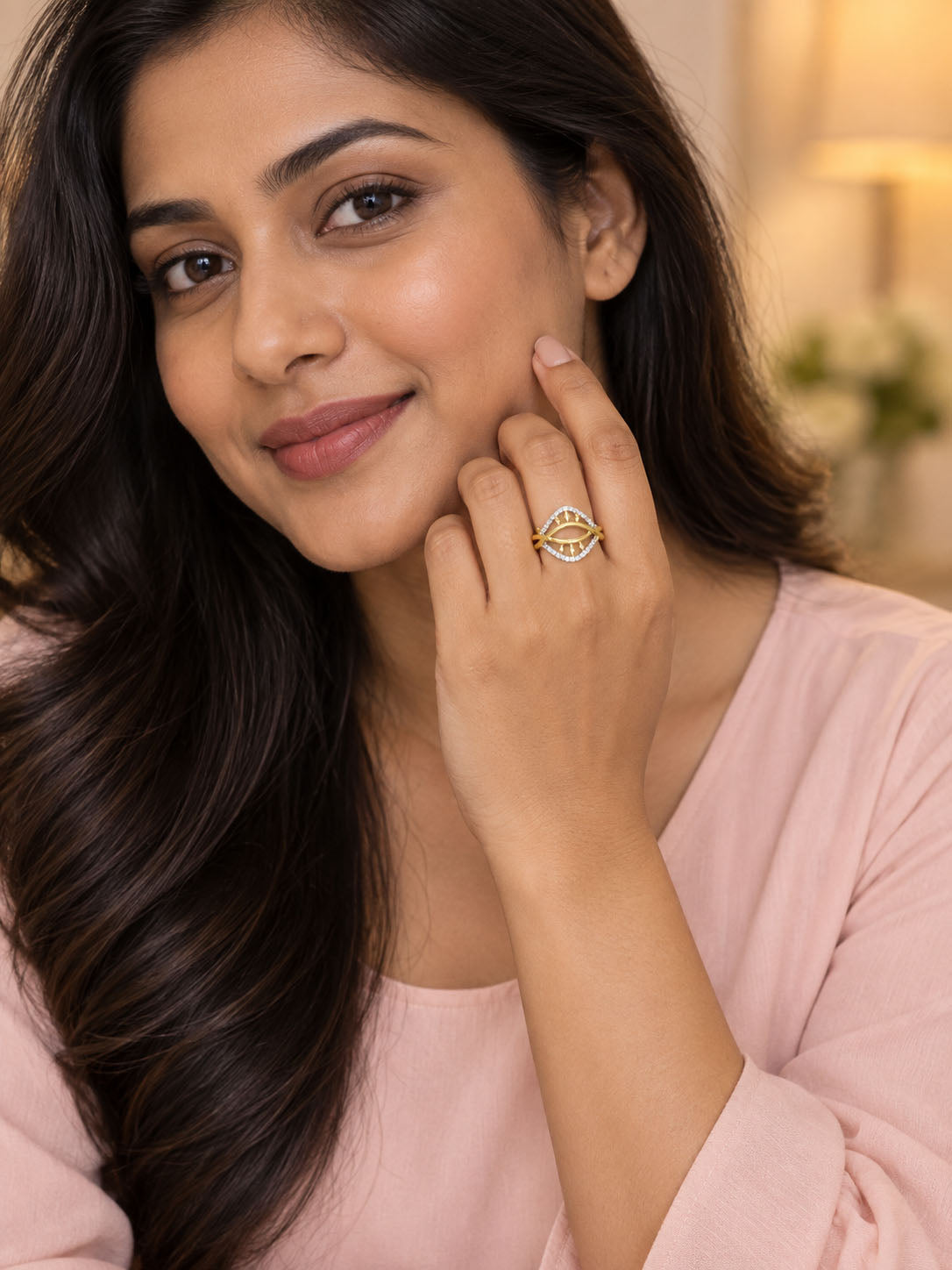Gold Plated AD Finger Ring for Women