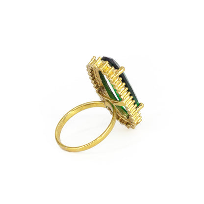 Gold Plated Green AD Finger Ring for Women