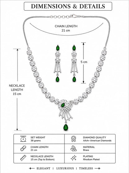 Silver Plated Green AD Jewellery Set for Women