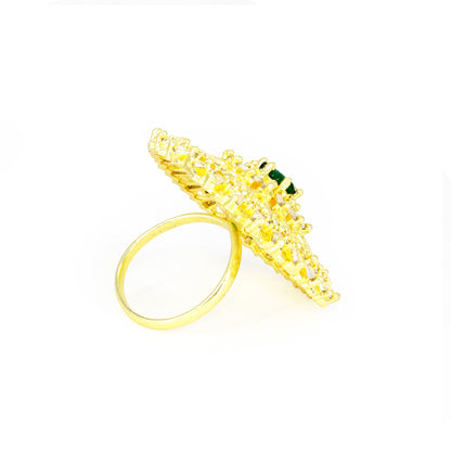Gold Plated Green AD Finger Ring for Women