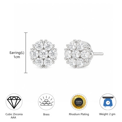 Rhodium Plated AD Studs Earrings for Women